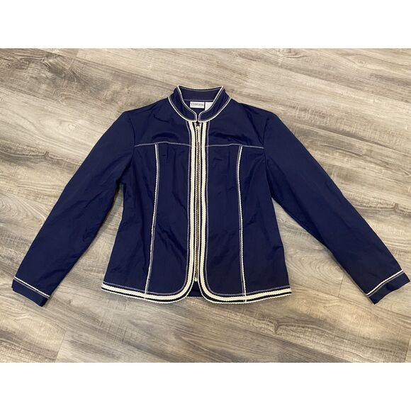 Chicos Rope Me In Seafarer Blue Full Zip Jacket Size 1/Medium - Picture 1 of 4